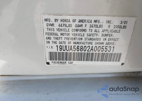2002 Acura Tl 3.2 Type S from USA, damaged, VIN 19UUA56802A005531